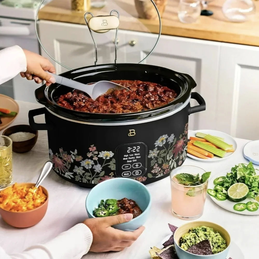 Beautiful 6 Qt Programmable Slow Cooker, Black Sesame by Drew Barrymore